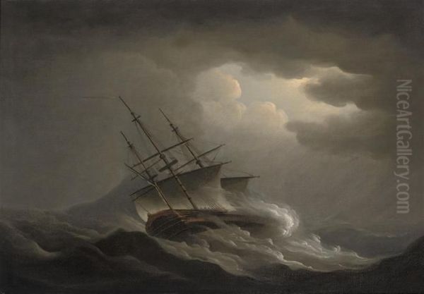 A Frigate Heeling In An Offshore Gale - view 1