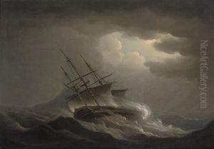 A Frigate Heeling In An Offshore Gale by Nicholas Pocock