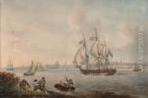 An English Frigate In The Mersey Off Liverpool