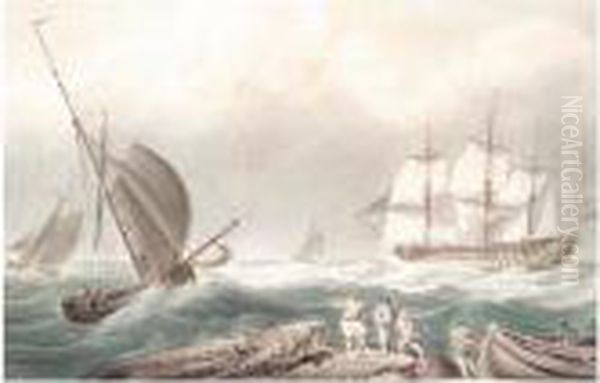 Coastal Scene With Man O'war - view 1