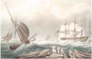 Coastal Scene With Man O'war by Nicholas Pocock