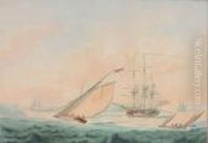 The Fleet Anchorage; And Saluting The Departure by Nicholas Pocock