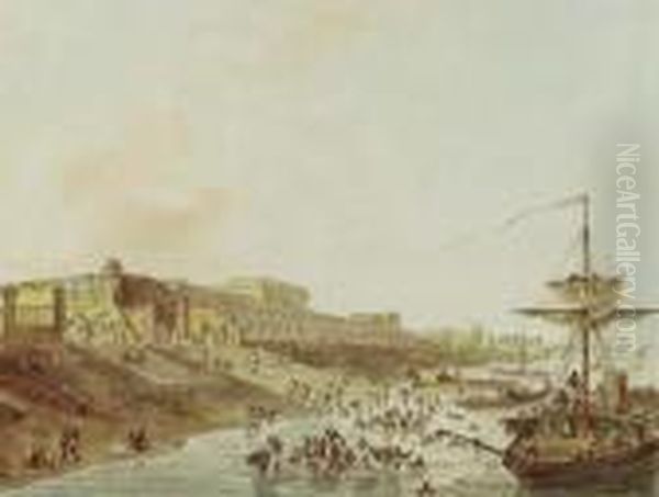 Old Fort Ghaut And The West View Of The Old Fort, Calcutta - view 1