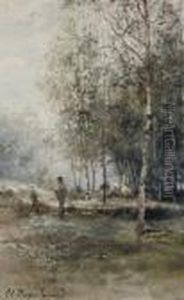 Artist In A Birch Forest by Ivan Pavlovich Pokhitonov