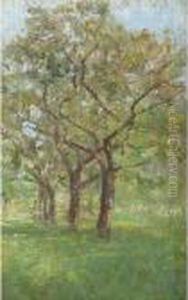 Apple Trees In The Orchard At Jupille by Ivan Pavlovich Pokhitonov
