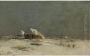 Winter Landscape With Farmhouses Near Matrionovka by Ivan Pavlovich Pokhitonov