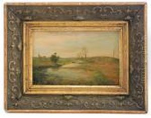 Marshy Landscape - Church In The Distance by Ivan Pavlovich Pokhitonov