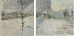 Garden, Rue Du Trone And Tree In Winter: A Pair Of Landscapes by Ivan Pavlovich Pokhitonov