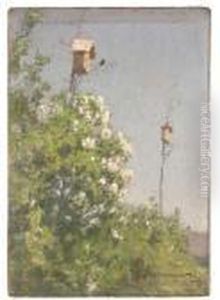 Nesting Boxes Above Flowering Shrubs by Ivan Pavlovich Pokhitonov