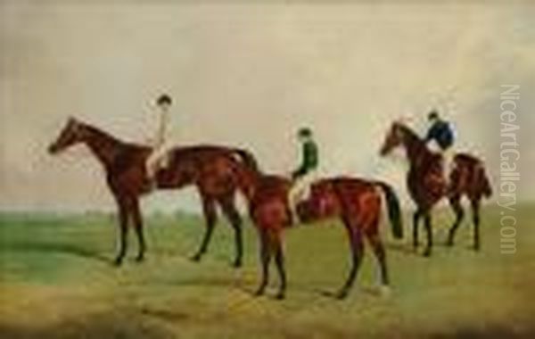 A Group Of Mounted Jockeys - view 1
