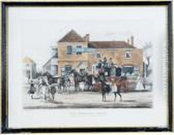 [stage Coaches]: Three Plates; And Two Horse Racing Prints - view 1