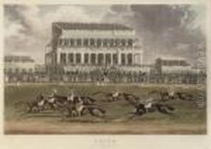 Five Plates Of Epsom: The
Betting Post; Saddling In The Warren; Thegrand Stand; The Race Over; And
Selling Day At Tattersall's, By C.hunt by James Pollard