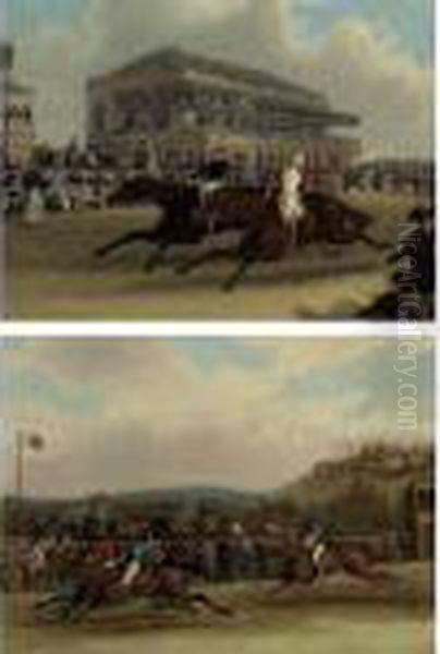 Priam Beating Retriever At
Doncaster, September 23, 1830 And Captain Beecher On Vivian Winning The
Hunters' Stakes At Worthy Down, Winchester, July, 1835: A Pair - view 1