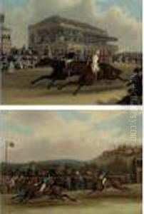 Priam Beating Retriever At
Doncaster, September 23, 1830 And Captain Beecher On Vivian Winning The
Hunters' Stakes At Worthy Down, Winchester, July, 1835: A Pair by James Pollard
