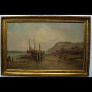 Beach Scene With Fishing Boats And Figures Beach Scene With Fishing Boats And Figures