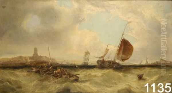 Mare In Tempesta Con Barche E Pescatori - view 1