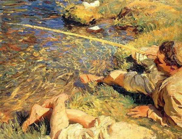 Val d'Aosta: Man Fishing - view 1