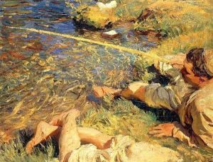Val d'Aosta: Man Fishing by John Singer Sargent