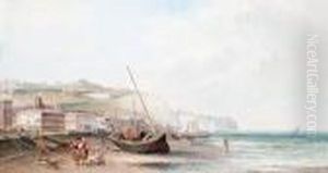 Beached Fishing Boats At Dover by Alfred Pollentine