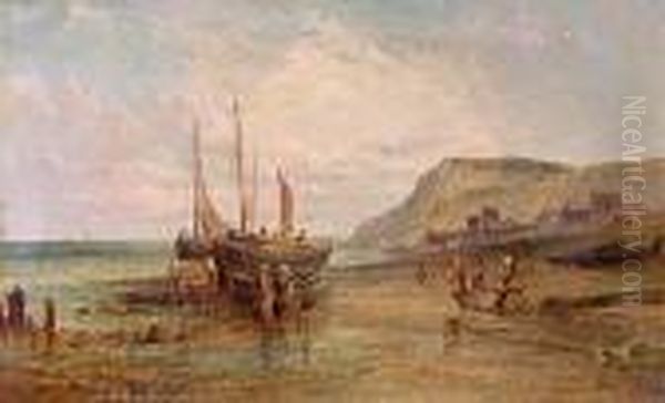 Beached Fishing Boats, Low Tide. - view 1