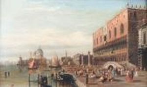View Of The Grand Canal, Venice With The Doge's Palace And Santa Maria Della Salute by Alfred Pollentine