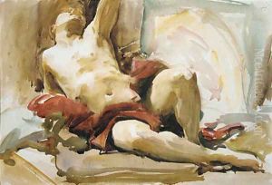 Man with Red Drapery After 1900 by John Singer Sargent