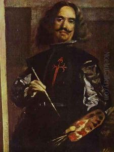Las Meninas (The Maids of Honor) or the Royal Family. Detail. Self-Portrait by Diego Rodriguez de Silva y Velazquez