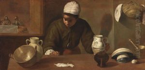 Kitchen Scene with the Supper in Emmaus c. 1618