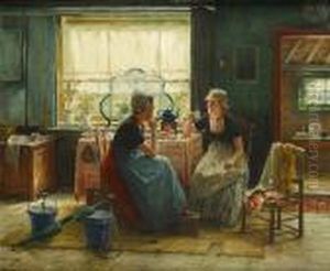 Deux Zeelandaises Dans Un Interieur by Edward Antoon Portielje