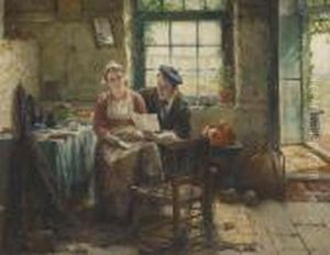Les Amoureux A La Lecture by Edward Antoon Portielje
