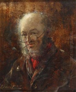 Portrait Of A Bearded Man With Pipe And Glasses by Edward Antoon Portielje