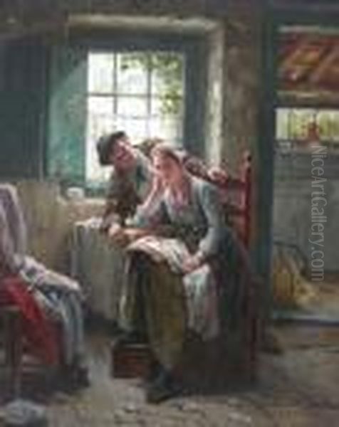 Minnend Paar In Een Interieur - Scene Galante Dans Uninterieur. - view 1