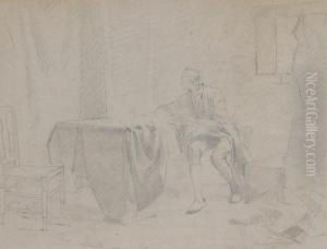 Studie Voor Man Aan Tafel Studie Voor Man Aan Tafel