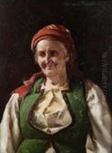 Portrait Of An Old Woman With Red Headscarf