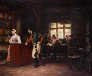 Tavern Interior With General Flirting With The Landlady