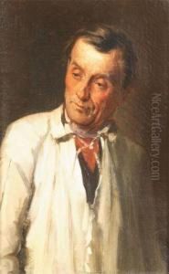 Portrait Of A Man In A White Coat by Gerard Portielje