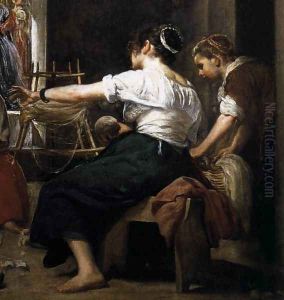 The Fable of Arachne (detail-4) c. 1657 by Diego Rodriguez de Silva y Velazquez
