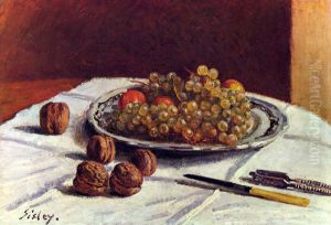 Grapes And Walnuts On A Table