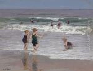 Children Playing In Surf by Edward Henry Potthast