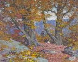 A Hunter And His Dog Among Autumn Trees by Edward Henry Potthast