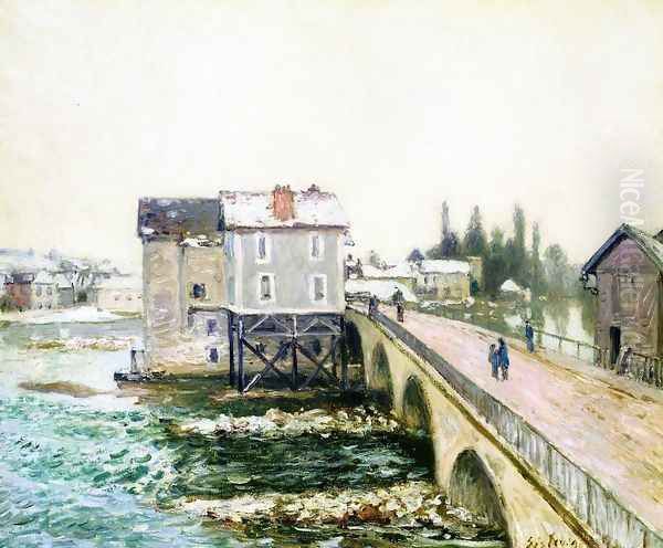 The Bridge and Mills of Moret, Winter's Effect - view 1