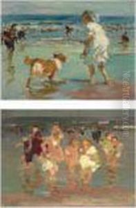 Girl Playing With Dog And Playtime: A Double-sided Painting Girl Playing With Dog And Playtime: A Double-sided Painting