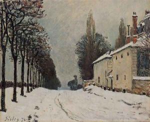 Snow On The Road Louveciennes Chemin De La Machine by Alfred Sisley