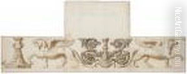 Two Griffons With A Decorative Urn And Rinceaux Motif - view 1