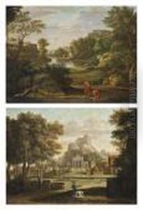 A Classical Landscape With Diogenes Casting Away His Drinking Cup by Nicolas Poussin