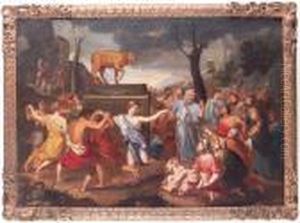 Adoracion Del Becerro De Oro by Nicolas Poussin