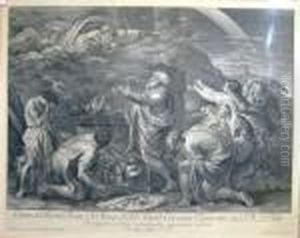 'noah &amp; Family Before God', Engraving, 47.5cm X 58.5cm, Framed