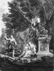Nachfolge Ein Satyr Mit Nymphen Und Amoretten. Ol Auf Leinwand. H 34; B 26,5 Cm