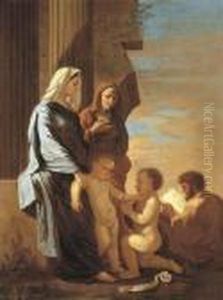 La Sainte Famille Avec Sainte Elisabeth Et Saintjean-baptiste by Nicolas Poussin