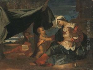 The Holy Family With Saint John The Baptist by Nicolas Poussin